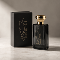Flacon de parfum en verre carré personnalisé avec logo, 30 ml, 50 ml, 100 ml, flacon de parfum de luxe noir, flacon de parfum à sertir de 15 mm avec boîte