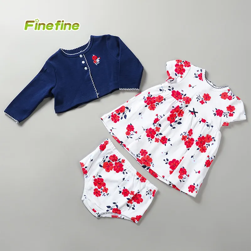 Wholesale Summer Fashion Cute Boutique 3pcs Baby Clothing Sets For Newborn Infant Little Girl