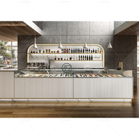 Comptoir de boulangerie-café personnalisé avec vitrine à pâtisserie, comptoir de bar rose pour café, designs modernes