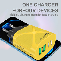Nouveau produit 2025 – Bloc chargeur mural ignifuge 4-en-1 rapide 2USB + 2PD 3.0 40W OTP pour appareil photo (blanc, noir, jaune)