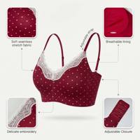 Soutien-gorge invisible en dentelle sans armatures pour femmes, imprimé cœur, grande taille