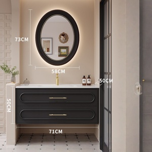 French retro 304 stainless steel ceramic integrated basin honeycomb aluminum bathroom cabinet - Product Image 6