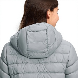 Veste matelassée pour femme, manches longues, col montant, fermeture éclair, vêtement d'extérieur d'hiver, gris, polyester, design - Product Image 5