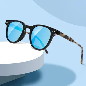 High End Mens Round Eyewear TR90 frame Acetate Sun Glasses Lady Popular Unisex Custom Logo Polarized Sunglasses 2024