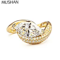 Bague en diamant Moissanite 2 carats 6x12, bijoux de luxe Mushan, argent S925 plaqué or 18 carats, pour femmes