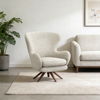 Support en bois massif 360 °   Fauteuil pivotant, fauteuil rembourré doux pour salon et chambre à coucher
