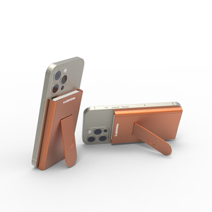 Portefeuille porte-cartes minimaliste Cardhoda avec support pop-up pour téléphone de 6 pouces, en cuir synthétique microfibre orange - Product Image 1