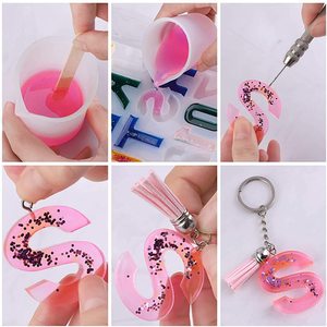 Stampi in Resina Epossidica per Alfabeto, Kit per Creazione Portachiavi, Stampi in Silicone per Lettere e Numeri, Set <span class=keywords><strong>di</strong></span> Strumenti per Colata in Resina Fai-da-Te e Accessori - Product Image 5