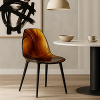 Chaise en résine transparente ambrée personnalisée JingYue, design traditionnel, pour salle à manger et salon, mobilier commercial haut de gamme populaire fait main