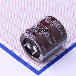 ตัวเก็บประจุอลูมิเนียมอิเล็กโทรไลติกแบบ EKMW451VSN331MR30S ผ่านชิ้นส่วนรู (THT) D30xL30mm 330uF 20% 450V 30mm - Product Image 1