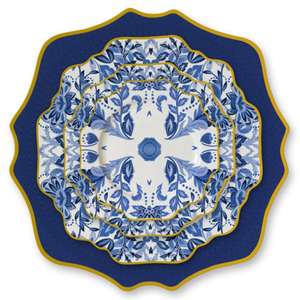 Assiette de bord de tournesol en porcelaine osseuse vintage européenne bleu blanc céramique plat de restaurant ensembles de vaisselle durable pendaison de crémaillère - Product Image 1