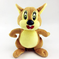 Peluche Écureuil Dessin Animé 20cm, Grandes Yeux Brodés, Animal en Peluche Mignon Assis, Poupée Écureuil pour Cadeau Enfant