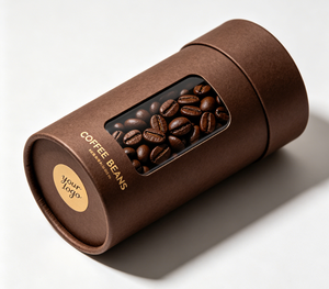Custom Coffee Beans Paper Tube Packaging with <b>Window</b> Gold <b>Foil</b> Logo Recyclable Craft Paper Box for Beverage - Product Image 2