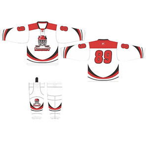 Op maat ontworpen, met hittetransfer bedrukte 100% polyester custom team ijshockey shirts, OEM service. - Product Image 5