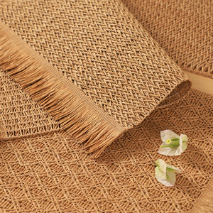Nouveau style 2025 – Set de <span class=keywords><strong>table</strong></span> en <span class=keywords><strong>papier</strong></span> tressé avec pompons, résistant à la chaleur, biodégradable, décoratif pour <span class=keywords><strong>table</strong></span> basse – Livraison directe disponible - Product Image 2