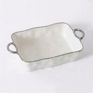 Nouveau plateau de service rectangulaire en porcelaine émaillée avec finition polie, design minimaliste, passe au lave-vaisselle, idéal pour les fêtes - Product Image 1