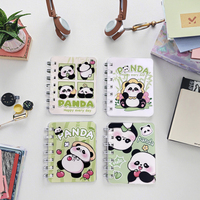 Carnet à feuilles mobiles avec motif panda mignon, couverture en plastique durable, reliure rechargeable pour étudiants