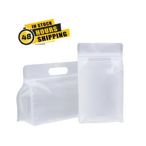 48 Hours Delivery 8 Sides Re-Seal Plastic Storage Food Bag With Handle Matte Clear Ziplock Snack Plastic Bags