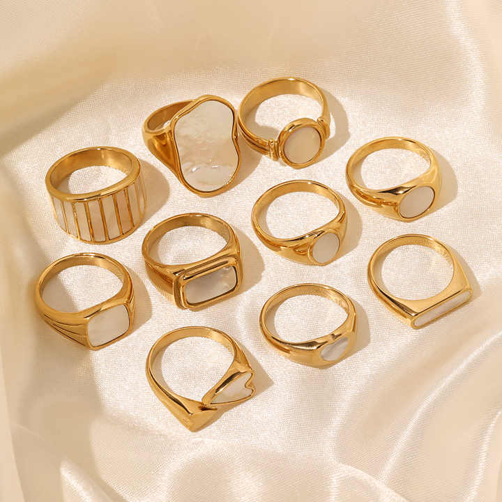 Shell Gold Plated Rings Shop Our Non Tarnish 18K Gold Plated Finger Rings for Women