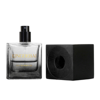 BAIDE Flacons de parfum en verre de niche de 50 ml de haute qualité au design simple avec couvercle en bois