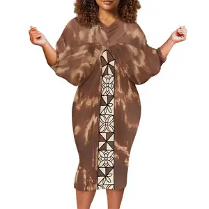 ポリネシアンサモア部族パターンデザインレディースドルマンスリーブバッグヒップスカートパーソナリティ2024新しいトレンディなファッション