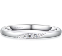 Anillo Apilable de Plata de Ley 925 Chapado en Oro Blanco con Diamante Simulado Moissanite VVS, Joyería, Regalo, Anillos de Boda para Mujer