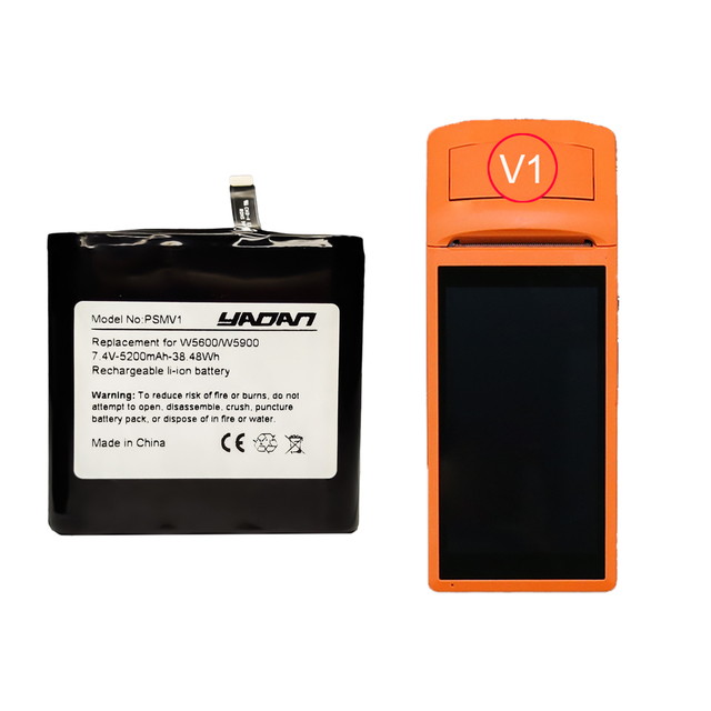 Huawen YaDan High Power 7.4V 5250mAh 18650 500-Cycle Replacement Cylindrical Lithium Ion Battery for POS Terminal Sunmi V1