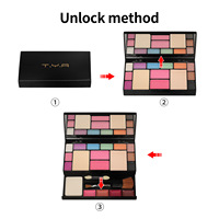 Coffret Cadeau Maquillage Couleurs Assorties 18 Teintes Palette Fards à Paupières Nacrés Effet Nude Rouge à Lèvres Waterproof & Poudre de Blush Combo