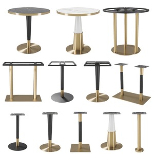 Modern stainless steel round <b>table</b> stand with four-post support base, suitable <b>for</b> both <b>dining</b> <b>tables</b> and office <b>desks</b> - Product Image 1