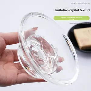 צלחת סבון אקרילית ובעל מגבת פלסטיק עיצוב עגול פשוט עבור מלון או חדר אמבטיה אמבטיה קטן סבון - Product Image 3