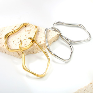 Stainless Steel Geometric Hoop <b>Earrings</b> EA324501S EA332001S EA332001G Party Gift Fashion Jewelry - Product Image 3