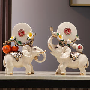 Figurines d'éléphants en résine époxy Lucky Nafu, art populaire, sculpture artistique, paire, décorations pour salon, véranda, cadeau de pendaison de crémaillère, nouvelle maison - Product Image 4