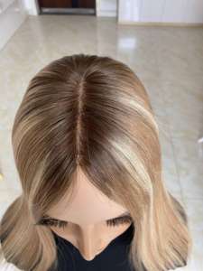 Listo para Enviar, Topper Mono 5x5 de Cabello Humano Europeo, Topper de Cabello Humano Liso con Balayage para Mujer - Product Image 3