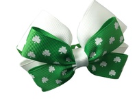 Serre-tête pour enfants pour la Saint-Patrick, avec nœud en ruban imprimé trèfle vert, accessoire de cheveux tressé pour fête des enfants