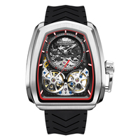 Montre de luxe pour homme à double tourbillon squelette, automatique, mécanique, sportive, avec design d'engrenages irréguliers, étanche