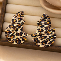 Boucles d'oreilles pendantes imposantes pour femme, plaquées or 18 carats, motif léopard, plissées en éventail, à plusieurs niveaux, en forme de feuille, style africain, couleur dorée