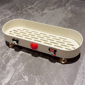 ถาดวางของในห้องน้ำรูปวงรีพลาสติกแบบชั้นเดียวพร้อมล้อเลื่อนสำหรับวางบนเคาน์เตอร์ ลายมิกกี้มินนี่ - Product Image 1