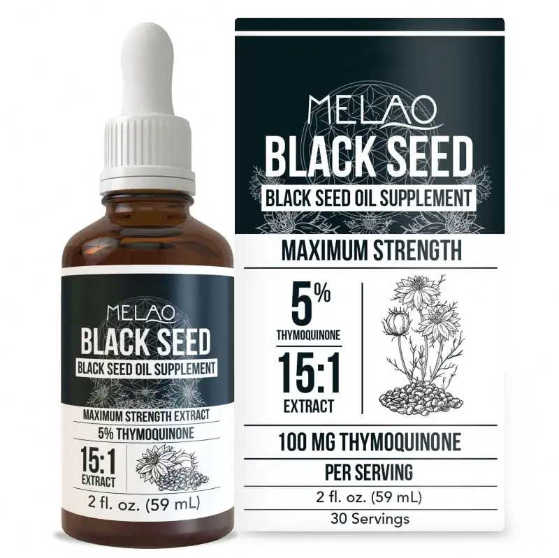 Huile essentielle de graine noire de marque privée thymoquinone supplément de graines de cumin pur soutien immunitaire articulations peau cheveux huile de graines noires