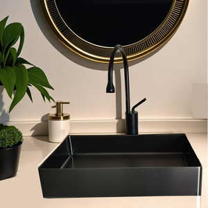 <span class=keywords><strong>Lavabo</strong></span> rectangulaire à poser en acier inoxydable 304 pour hôtel, villa, bar, lavage des mains et rinçage de la <span class=keywords><strong>bouche</strong></span>, finition PVD noire - Product Image 2