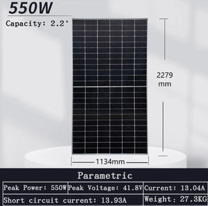 Panel Solar <span class=keywords><strong>Fotovoltaico</strong></span> Bifacial BUHESHUI para Almacenamiento, Panel Solar <span class=keywords><strong>de</strong></span> Media Celda con <span class=keywords><strong>Material</strong></span> <span class=keywords><strong>de</strong></span> Aleación <span class=keywords><strong>de</strong></span> Aluminio, 550w >21.5% - Product Image 5