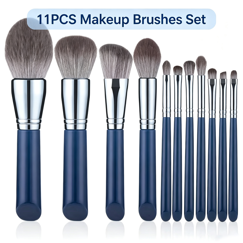 Powder Sample Tool 11PCS Makeup Brushes Set Foundation Powder Blending Eyebrow Eyeliner ...