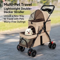 Poussette pliable double couche imperméable pour chiens et chats - Utilisation extérieure portable