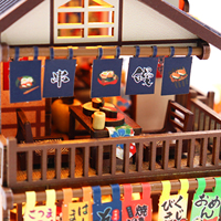 Nouveau produit M2622 Wawei Sushi House, maison de poupée en bois faite à la main, style japonais, kit de maison de poupée miniature DIY
