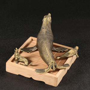 アンティークスタイル真鍮アシカオーナメント海洋生物モデル展示イルカ工芸品ギフト & 収集品 - Product Image 4