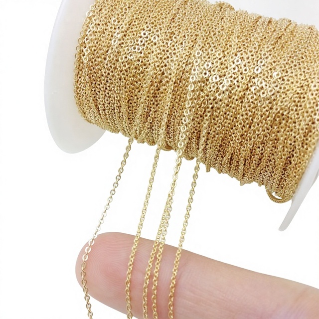 Wholesale Luxury 14K Gold Filled Intensive Style Flat O-chain Cable Chains for DIY Bracelet Necklace Jewelry Findings