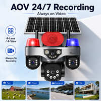Caméra solaire Wistino Outdoor 4G avec carte SIM, double panneau solaire, 4 objectifs, suivi automatique, vision nocturne couleur, caméra solaire Aov