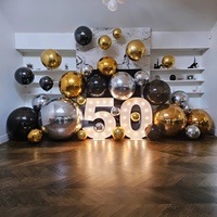 Boule miroir gonflable de Noël multicolore, globe de neige, ornement géant en PVC pour usage extérieur, décorations de tentes et d'arches