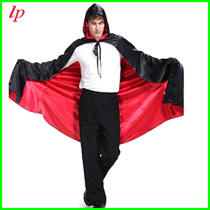 Capa con capucha de doble capa roja y negra de 140 cm para accesorios de disfraces de Halloween unisex LPP6046 - Product Image 2