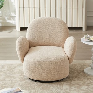 Fauteuil d'appoint pivotant capitonné pour salon et salle à manger, confortable et rembourré, au design moderne pour la décoration de la maison, du bureau et de la chambre. - Product Image 3