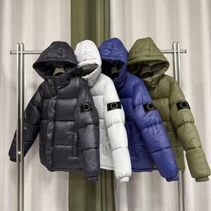 Chaqueta Acolchada Cuadrada con Capucha de Algodón, Parche Circular en el Brazo, Cortavientos, Abrigo de Invierno, Estilo Urbano, Cierre de Cremallera, Unisex, Cuatro Colores - Product Image 1